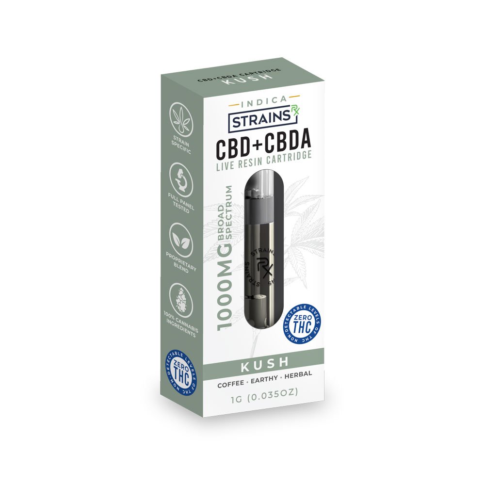 CBD Broad Spectrum (Zero THC) Vape Cartridge - Kush (Indica)