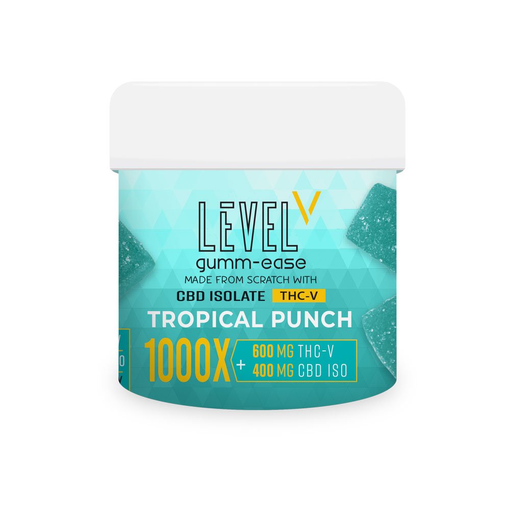 THCv + CBD Gumm-Ease - 600MG THCv + 400 MG CBD ISO, Tropical Punch (Level V)